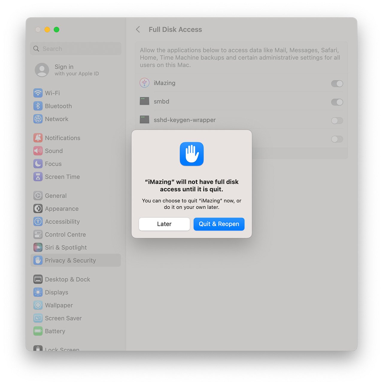 Quit and Reopen