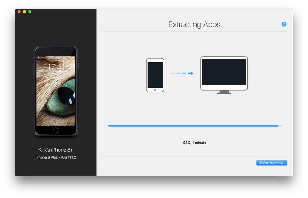 iMazing Extract App Data Progress
