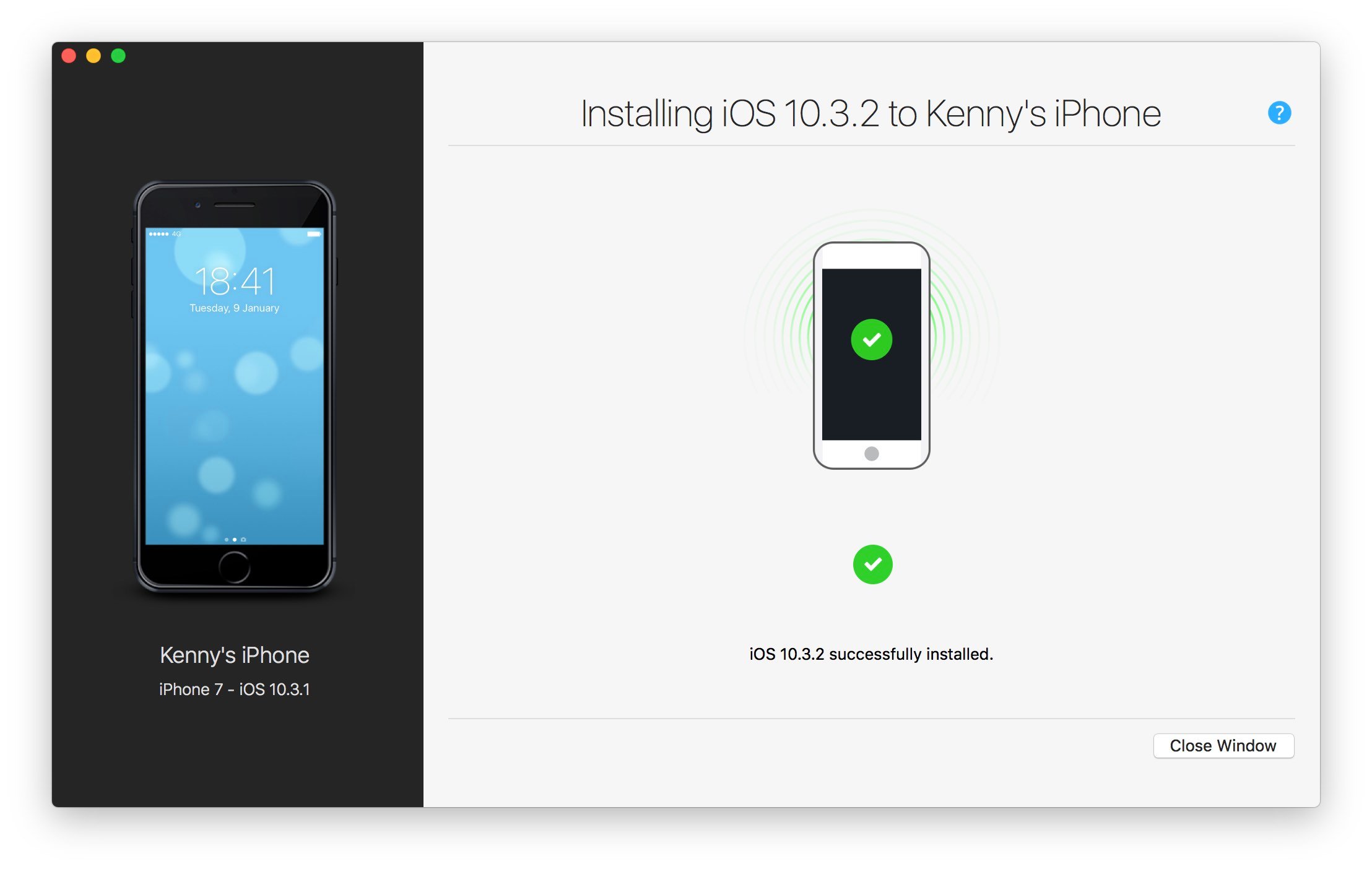 Installed iOS successfully