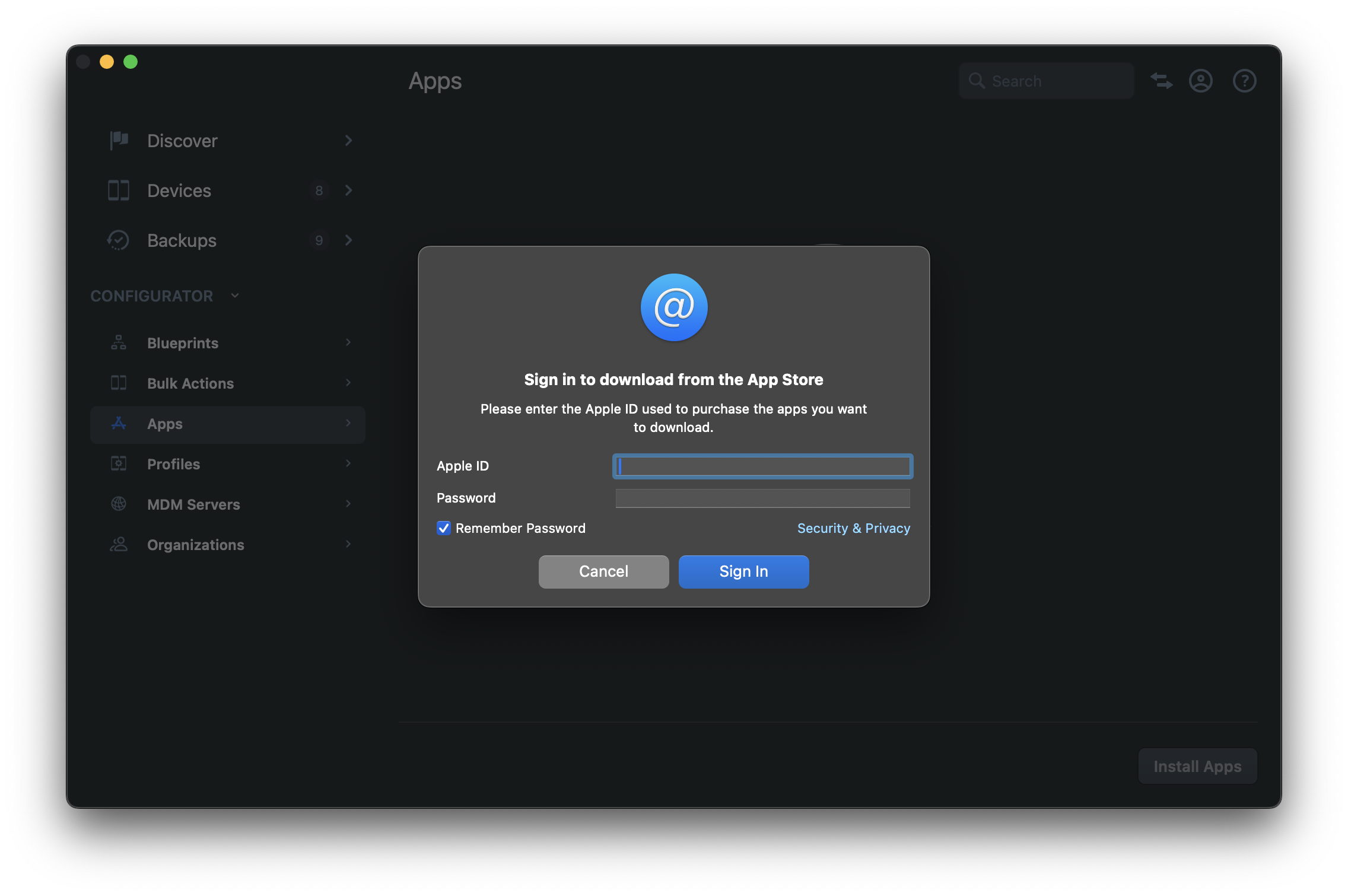 iMazing Configurator Apple Account Sign in