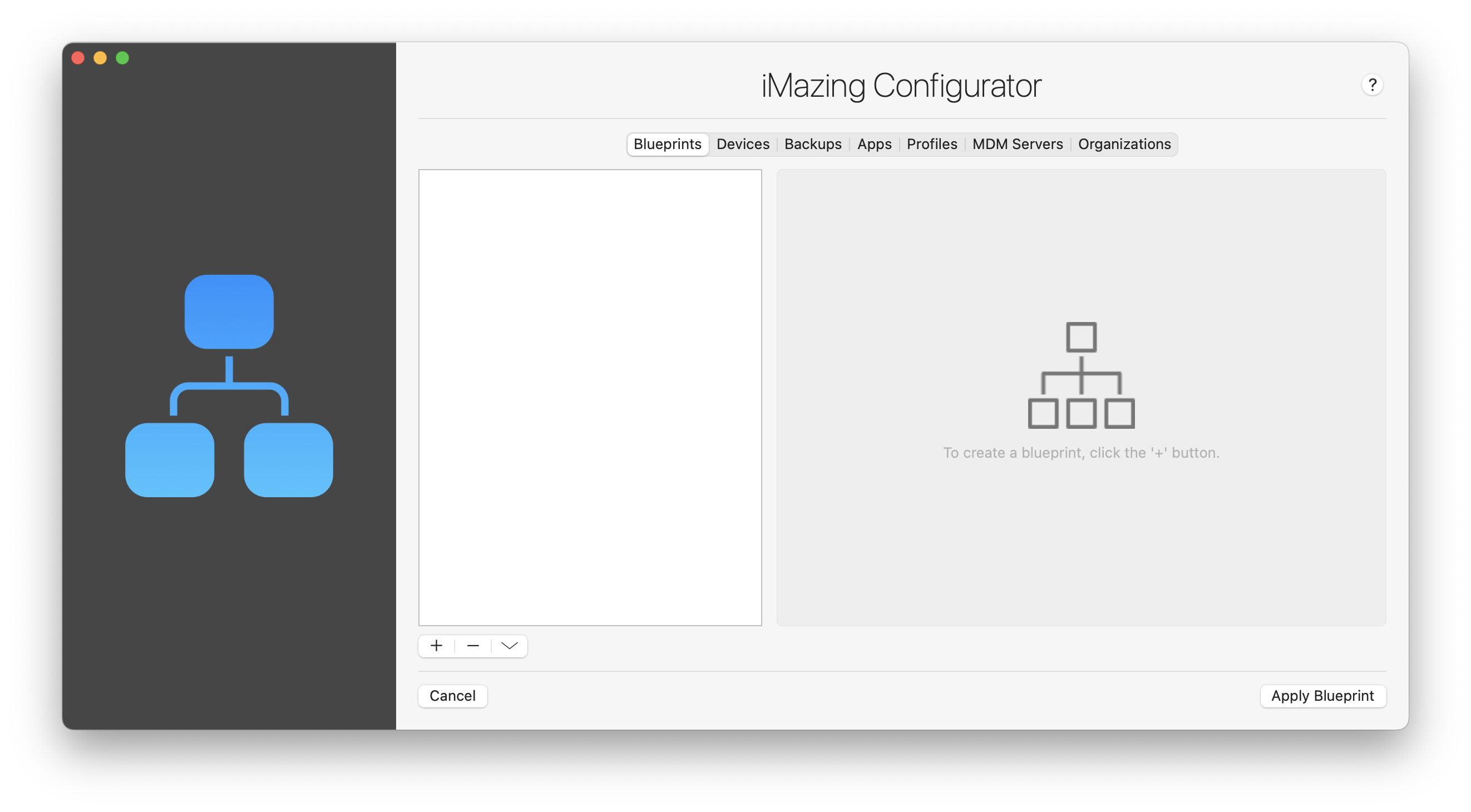 iMazing Configurator, Blueprints Library, Empty
