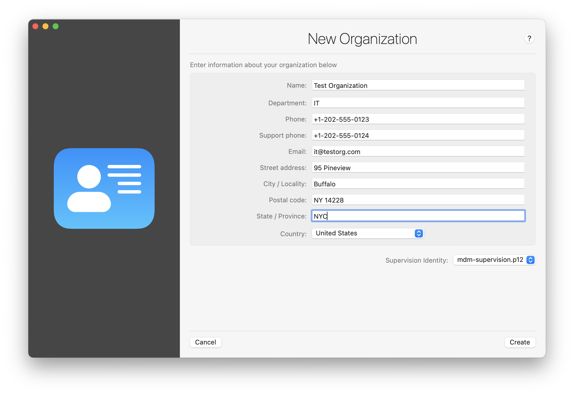 iMazing Configurator Library, Adding an Organization with an Existing PKCS12 Certificate