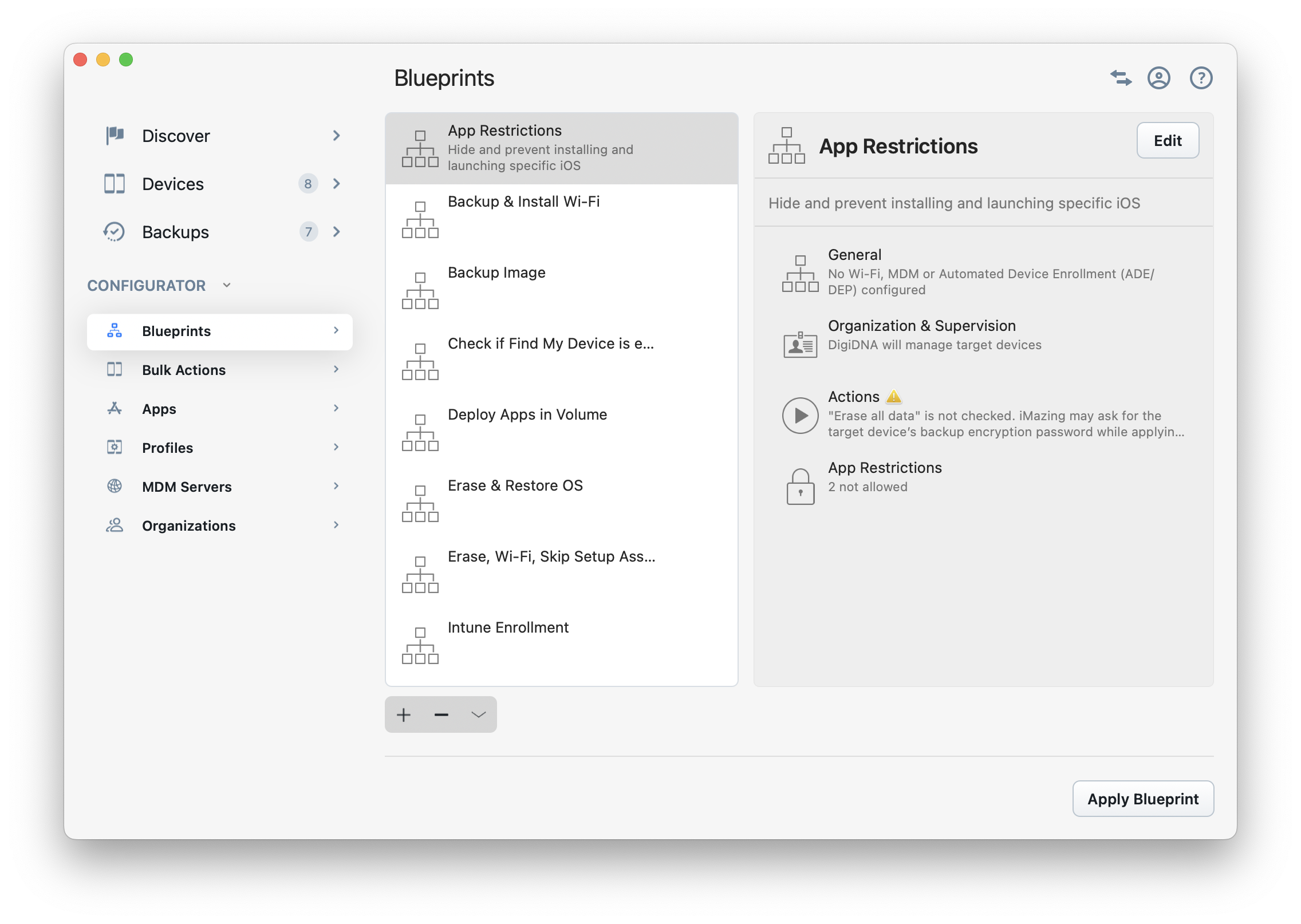 iMazing 3 Home Screen - Unlock Menu Item