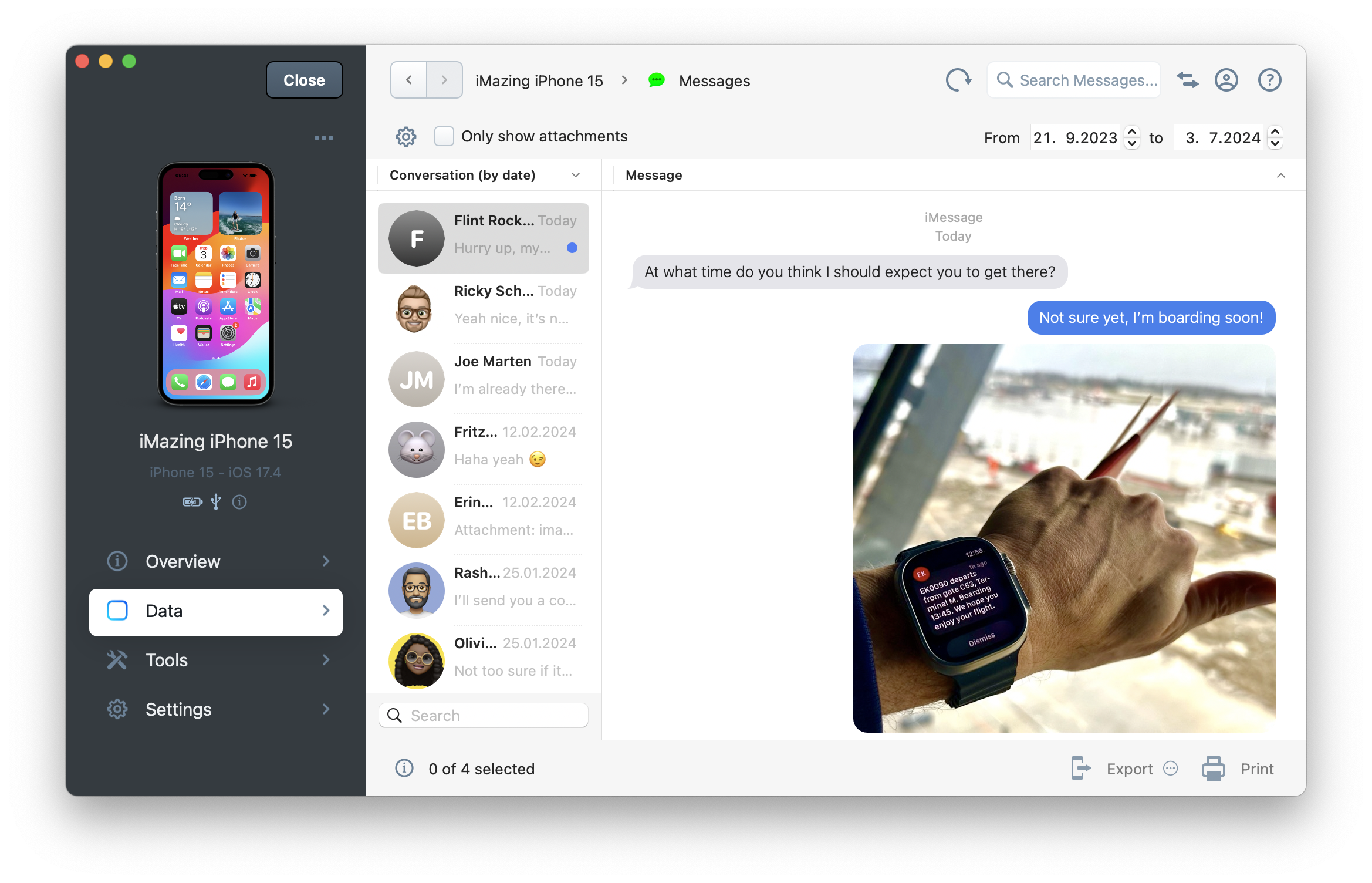 iMazing's Messages View