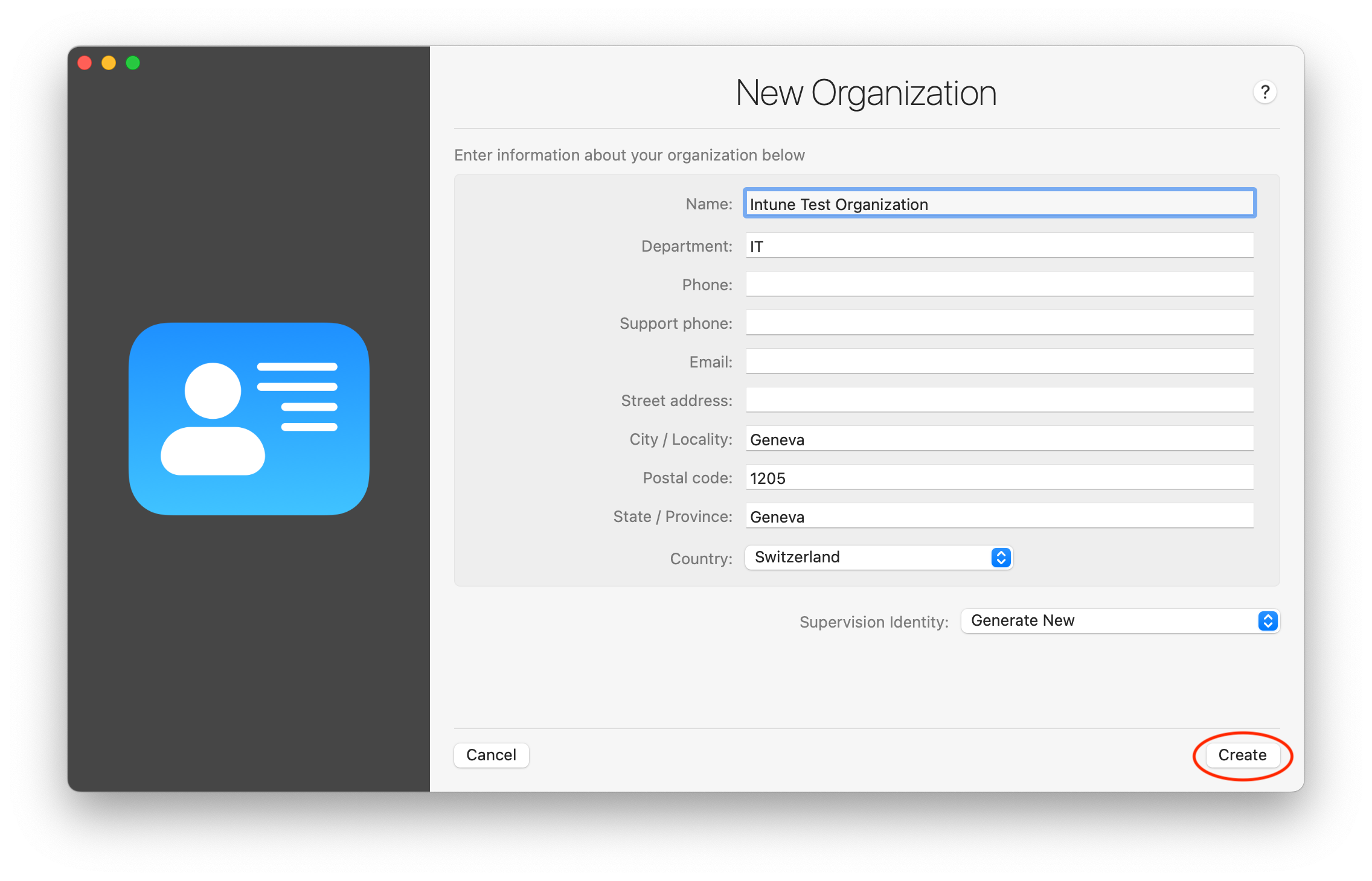 Generate a New Organization