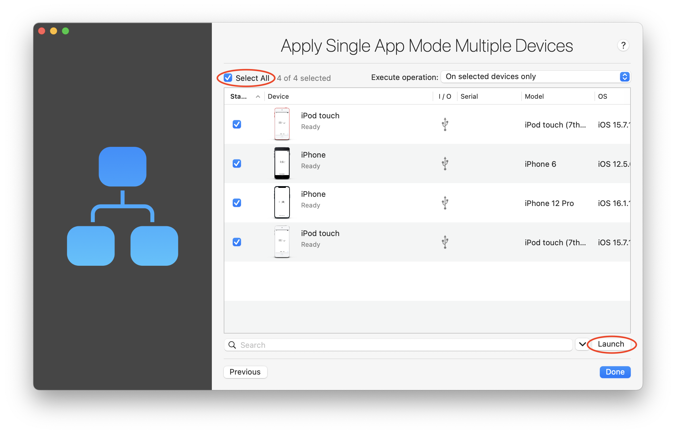 Select the devices