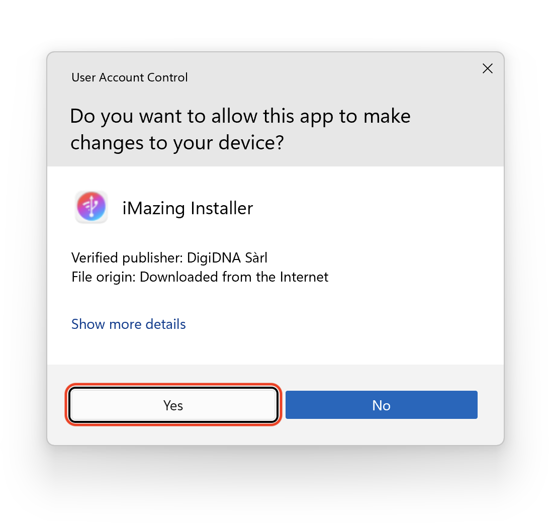 Allow iMazing Installer to install iMazing